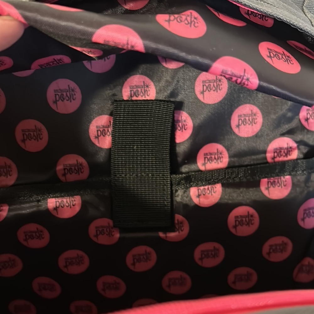 Poshmark Backpack Perfectly Posh Pink Gray Two Zip Pockets Adjustable Straps - Picture 4 of 6